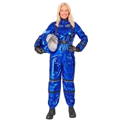 Astronaut Blå Metallic Dame Kostyme