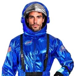 Astronaut Blå Metallic Herre Kostyme