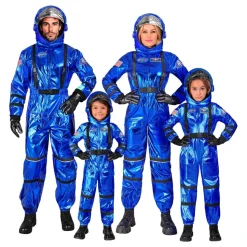 Astronaut Blå Metallic Herre Kostyme
