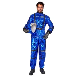 Astronaut Blå Metallic Herre Kostyme