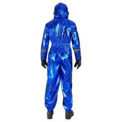 Astronaut Blå Metallic Herre Kostyme