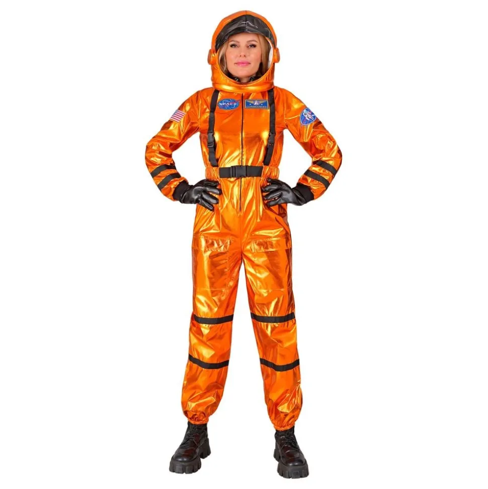 Astronaut Orange Metallic Dame Kostyme