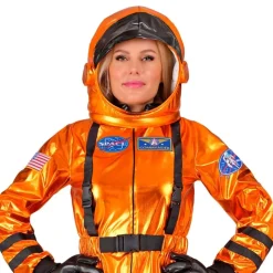 Astronaut Orange Metallic Dame Kostyme