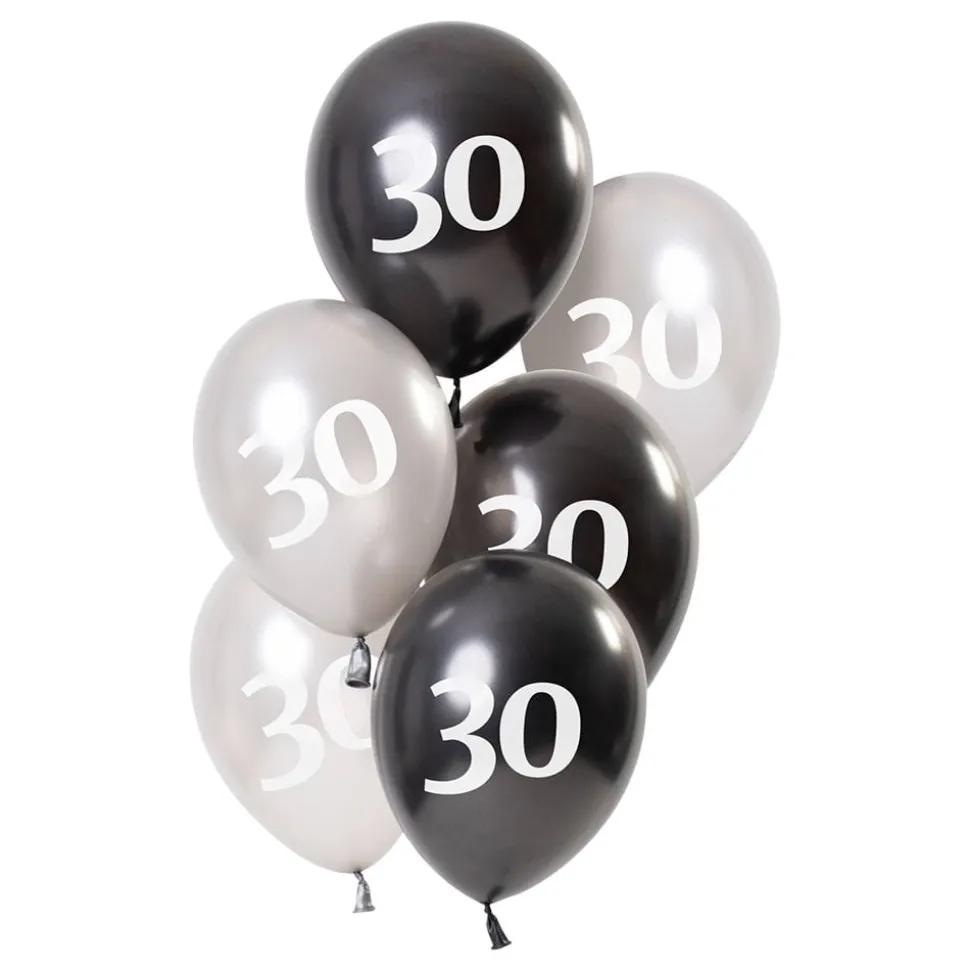 Ballonger Hvit/Svart 30 År