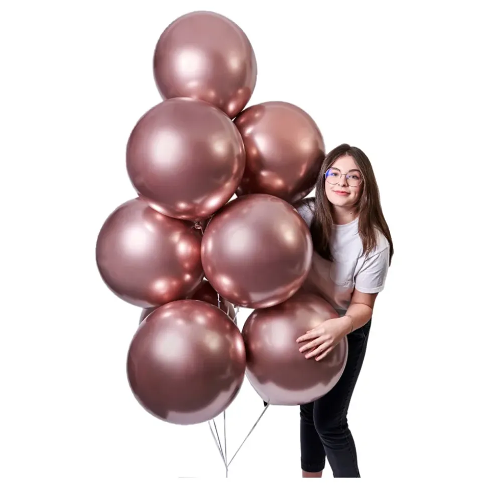 Ballonger Shiny Roségull Runde Store
