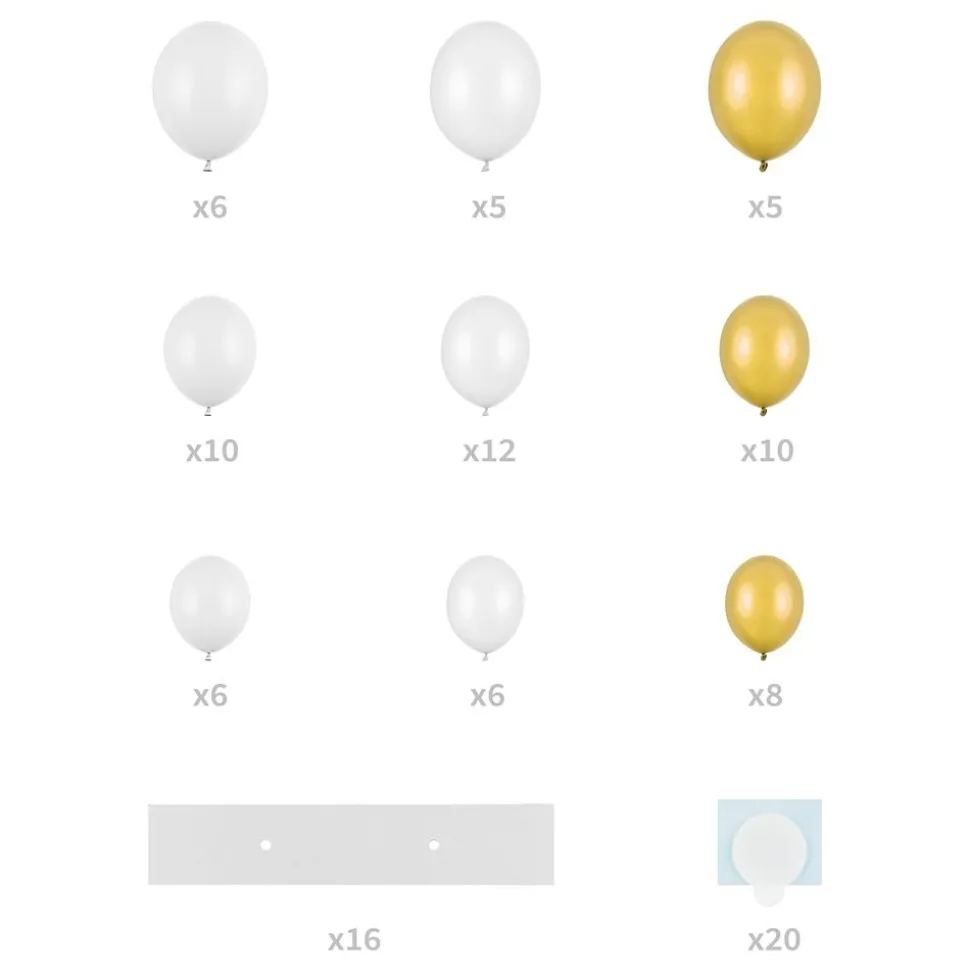 Ballongfigur Gull/Hvit Hjerte Stort
