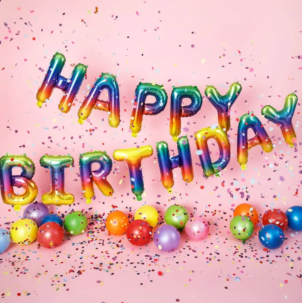 Ballonggirlander Happy Birthday Rainbow