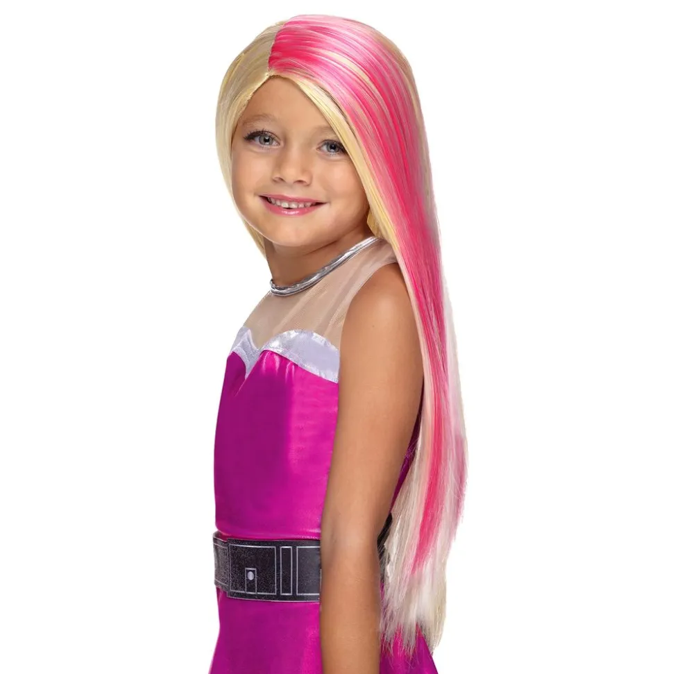 Barbie rosa/blond barneparykk