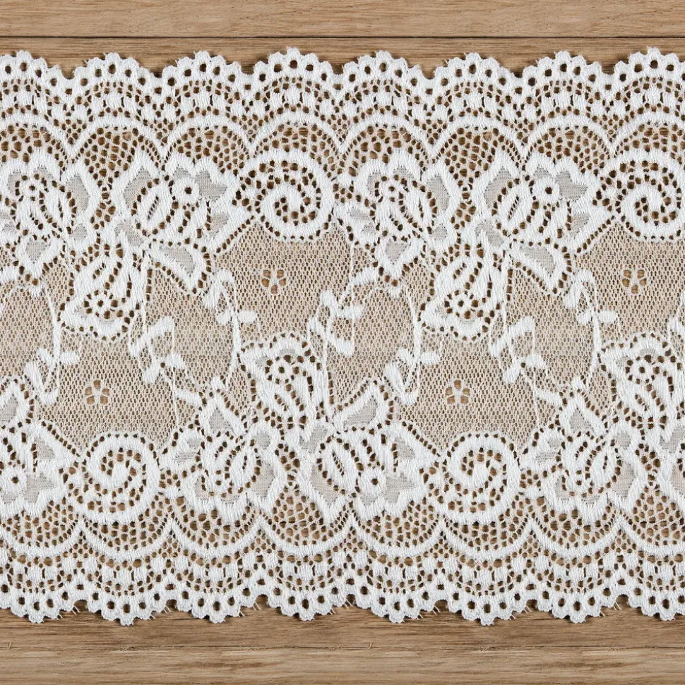Blondebånd Blomster Offwhite på Rull