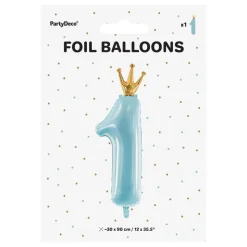 Blå Tallballong 1 med Krone