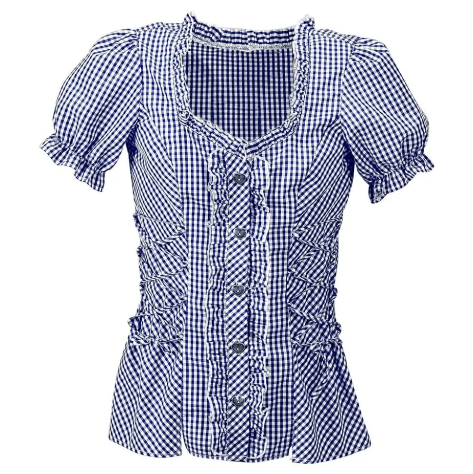 Bluse Blå-/hvitrutete Dame