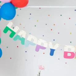 Bokstavsgirlander Happy Birthday i tre