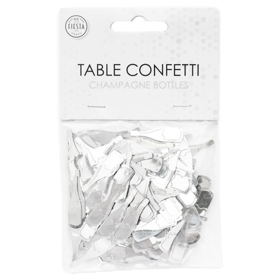 Bordkonfetti Champagneflasker Sølv Metallic