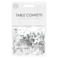 Bordkonfetti Champagneglass Sølv Metallic