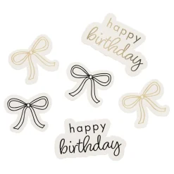 Bordkonfetti Happy Birthday kremhvit rosett
