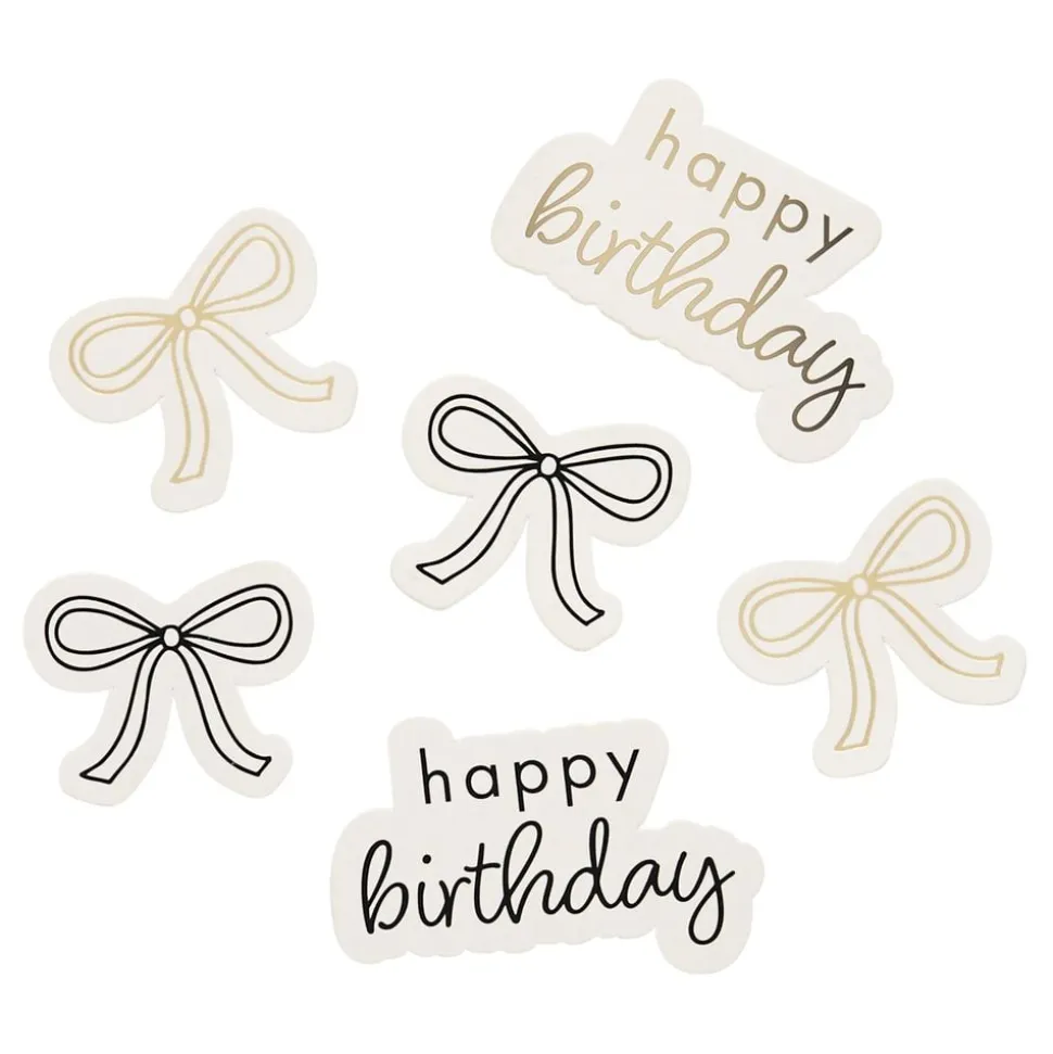 Bordkonfetti Happy Birthday kremhvit rosett