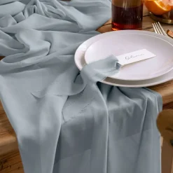 Bordløper Chiffon Dimblå