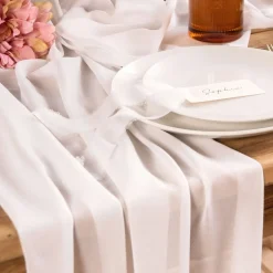Bordløper Chiffon Off-white
