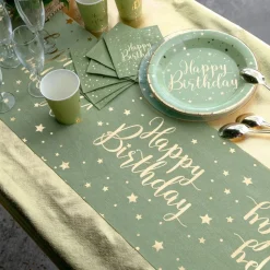 Bordløper Happy Birthday Grønn/Gull