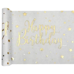 Bordløper Happy Birthday Hvit/Gull