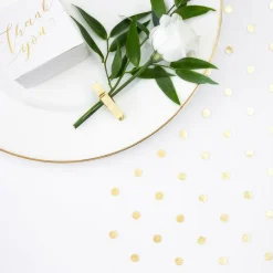 Bordløper Organza-stoff Prikkete Hvit/Gull
