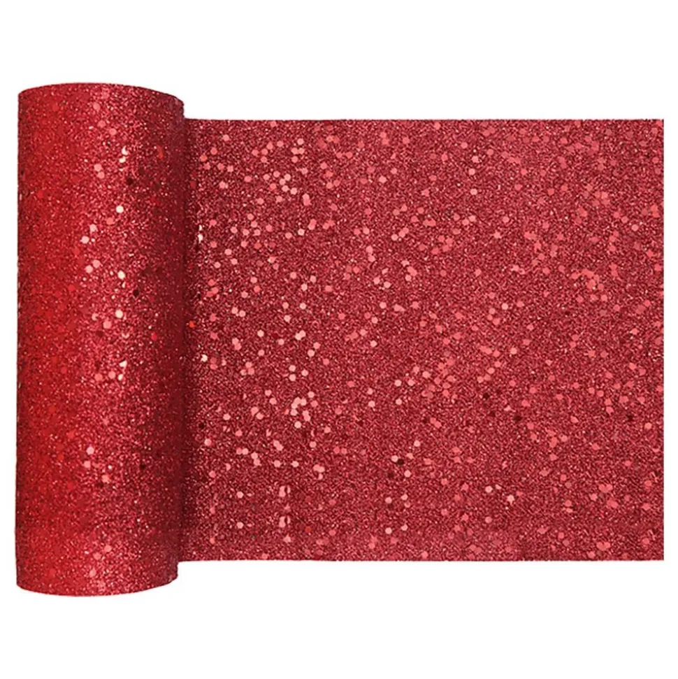 Bordløper Tykk Rød Glitter