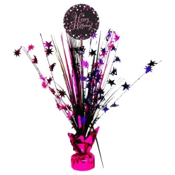 Bordpynt Happy Birthday Svart/Rosa Glitter