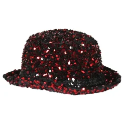 Bowlerhatt Paljetthatt Svart/Rød Deluxe