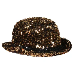 Bowlerhatt Paljett Svart/Gull Deluxe
