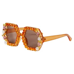 Briller Flowers med perler oransje