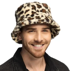 Bucket Hat i fuskepels Leopard