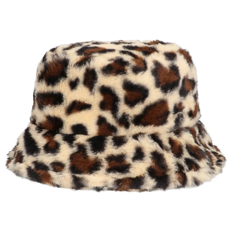 Bucket Hat i fuskepels Leopard