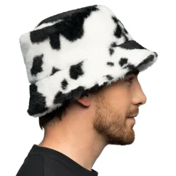 Bucket Hat i fuskepels med kumønster