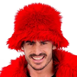 Bucket-hatt Fluffy Rød
