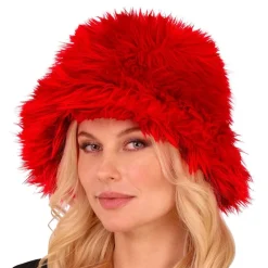 Bucket-hatt Fluffy Rød