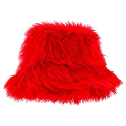 Bucket-hatt Fluffy Rød
