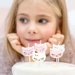 Bursdagslys Katter Hvit/Rosa