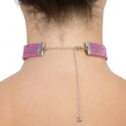 Choker Halskjede med Strass Rosa