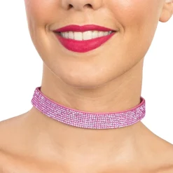Choker Halskjede med Strass Rosa
