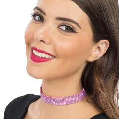 Choker Halskjede med Strass Rosa