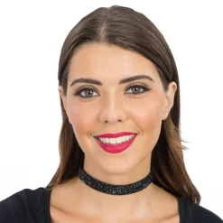 Choker Halskjede med Strass Svart