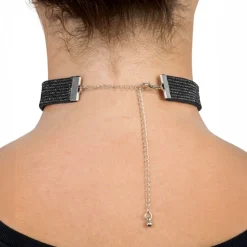 Choker Halskjede med Strass Svart