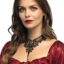 Choker Halskjede Svart med Blonder