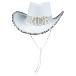 Cowboyhatt Bride Hvit med Strass