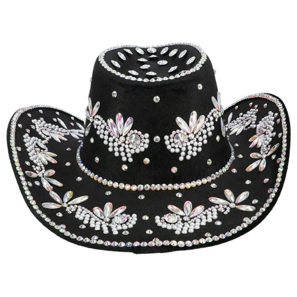Cowboyhatt Crystal Svart