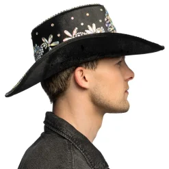 Cowboyhatt Crystal Svart