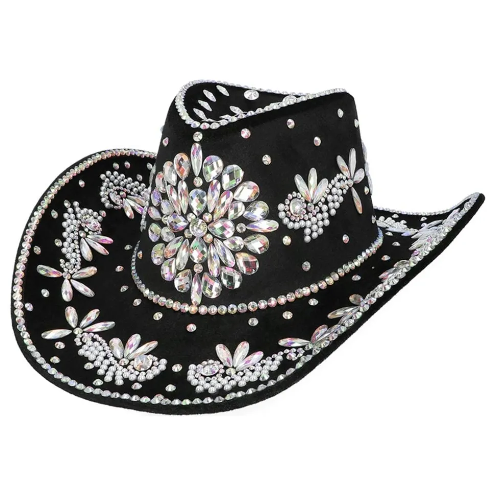 Cowboyhatt Crystal Svart