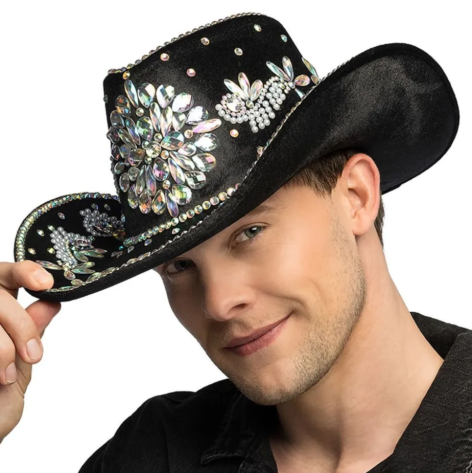 Cowboyhatt Crystal Svart