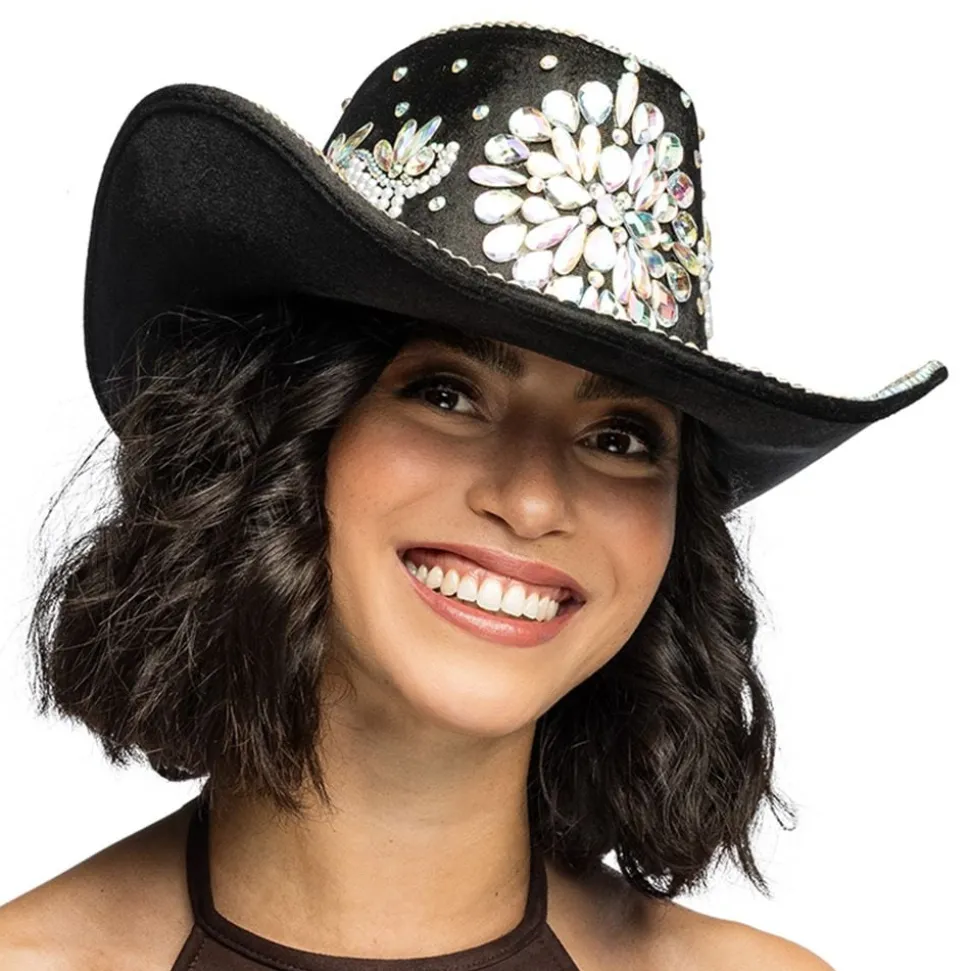 Cowboyhatt Crystal Svart