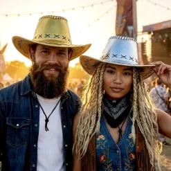 Cowboyhatt Gull med Sømmer